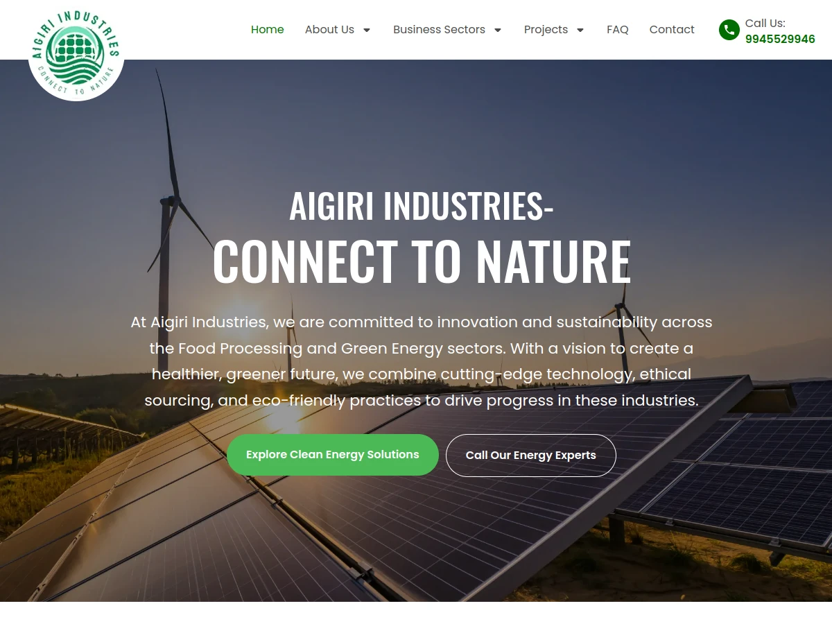 Aigiri Industries website preview