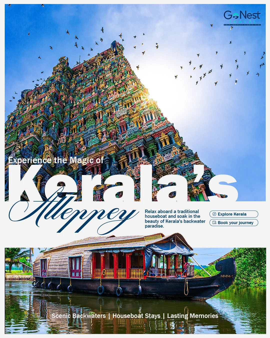 Travel social media creative for Kerala